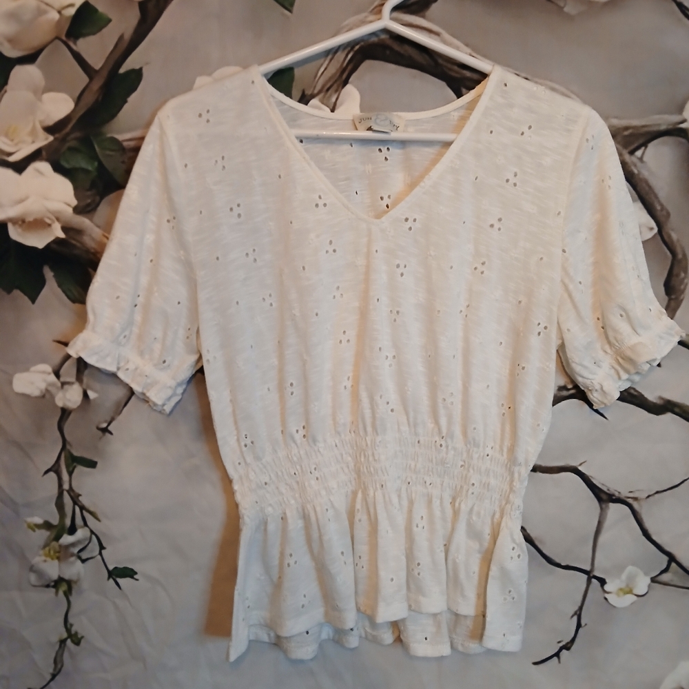 Women's White Eyelet Top